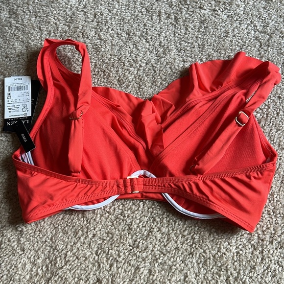 Lauren Ralph Lauren beach club solid ruffle bikini top swim orange sunset 12 - Picture 6 of 8
